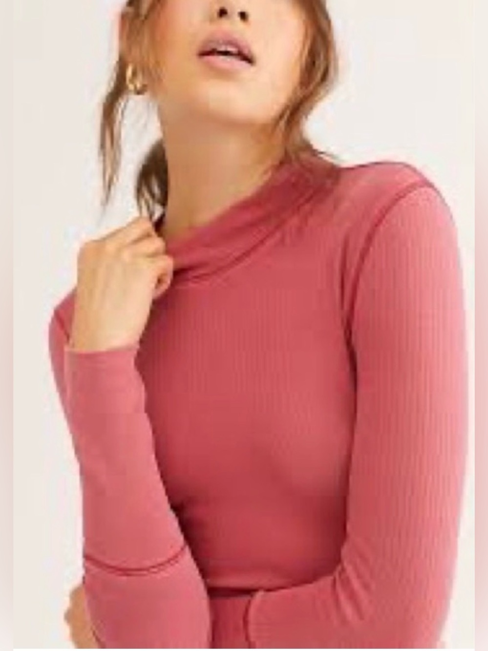 Free People - Intimately The Rickie Mock Neck Ribbed Long Sleeve Blouse Size XS